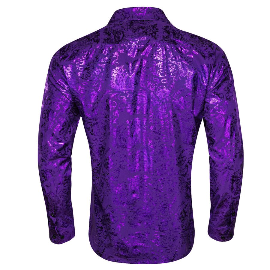 Violet Purple Floral Silk Dress Shirt shirt    - Sophisticated Gentlemen