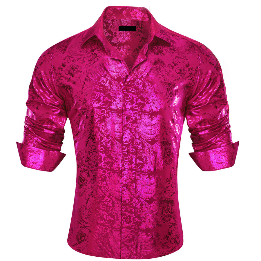 Magenta Pink Bronzing Floral Dress Shirt shirt    - Sophisticated Gentlemen