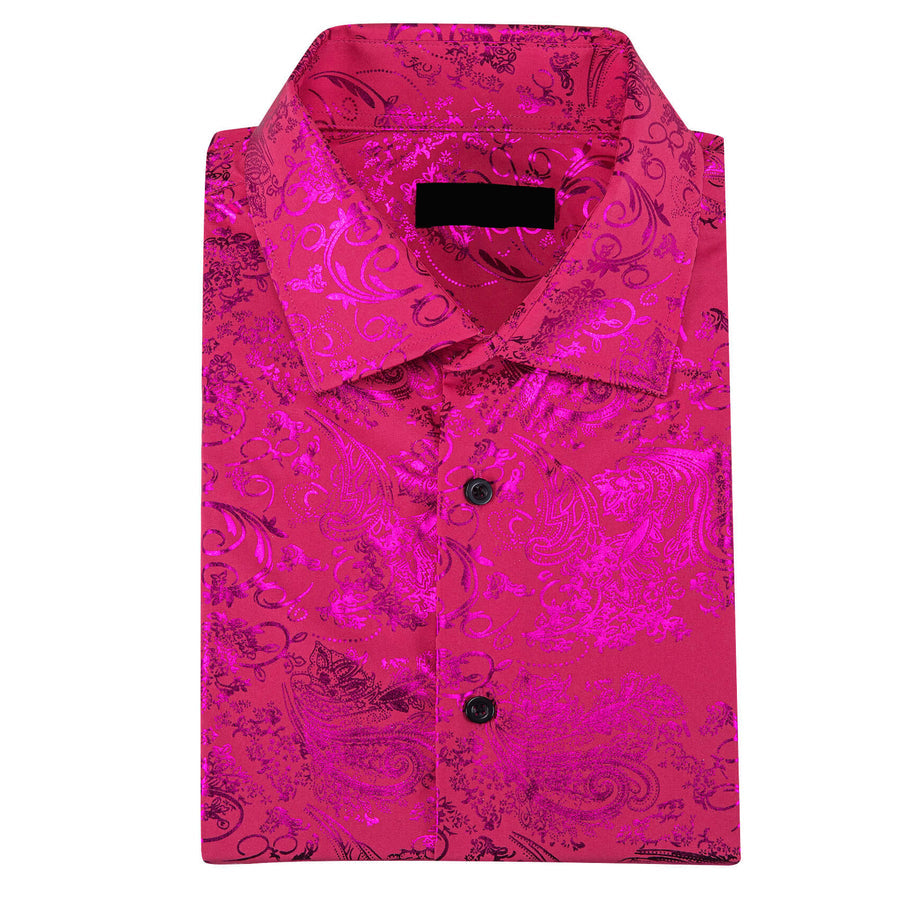 Magenta Pink Bronzing Floral Dress Shirt shirt    - Sophisticated Gentlemen