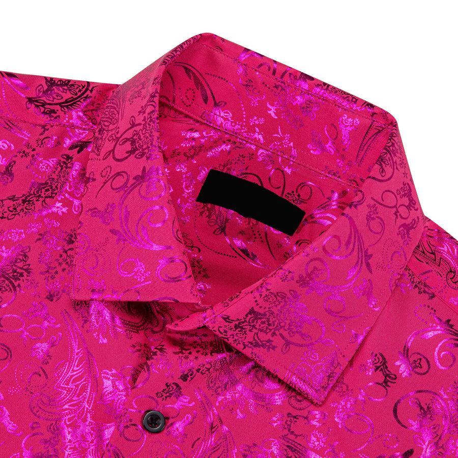 Magenta Pink Bronzing Floral Dress Shirt shirt    - Sophisticated Gentlemen