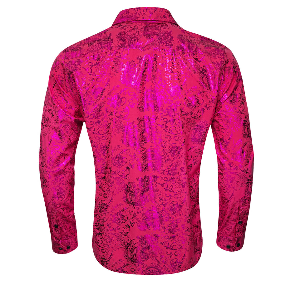 Magenta Pink Bronzing Floral Dress Shirt shirt    - Sophisticated Gentlemen