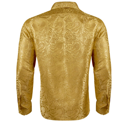 Golden Paisley Silk Dress Shirt shirt    - Sophisticated Gentlemen