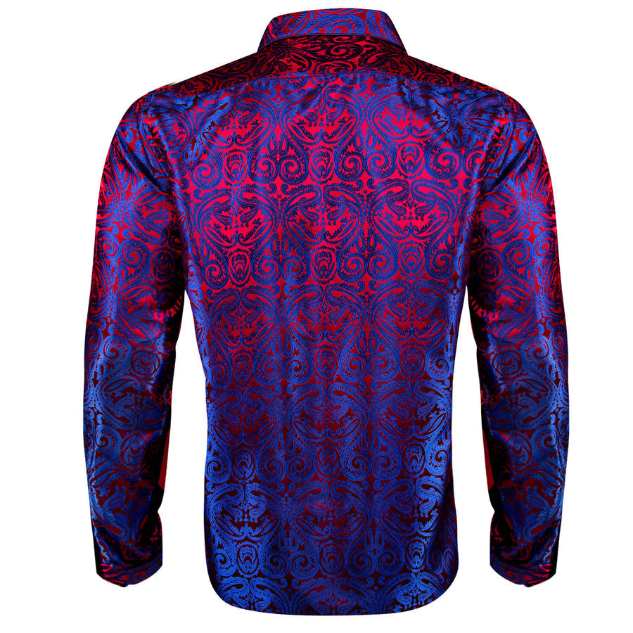 Blue Red Paisley Silk Dress Shirt shirt    - Sophisticated Gentlemen