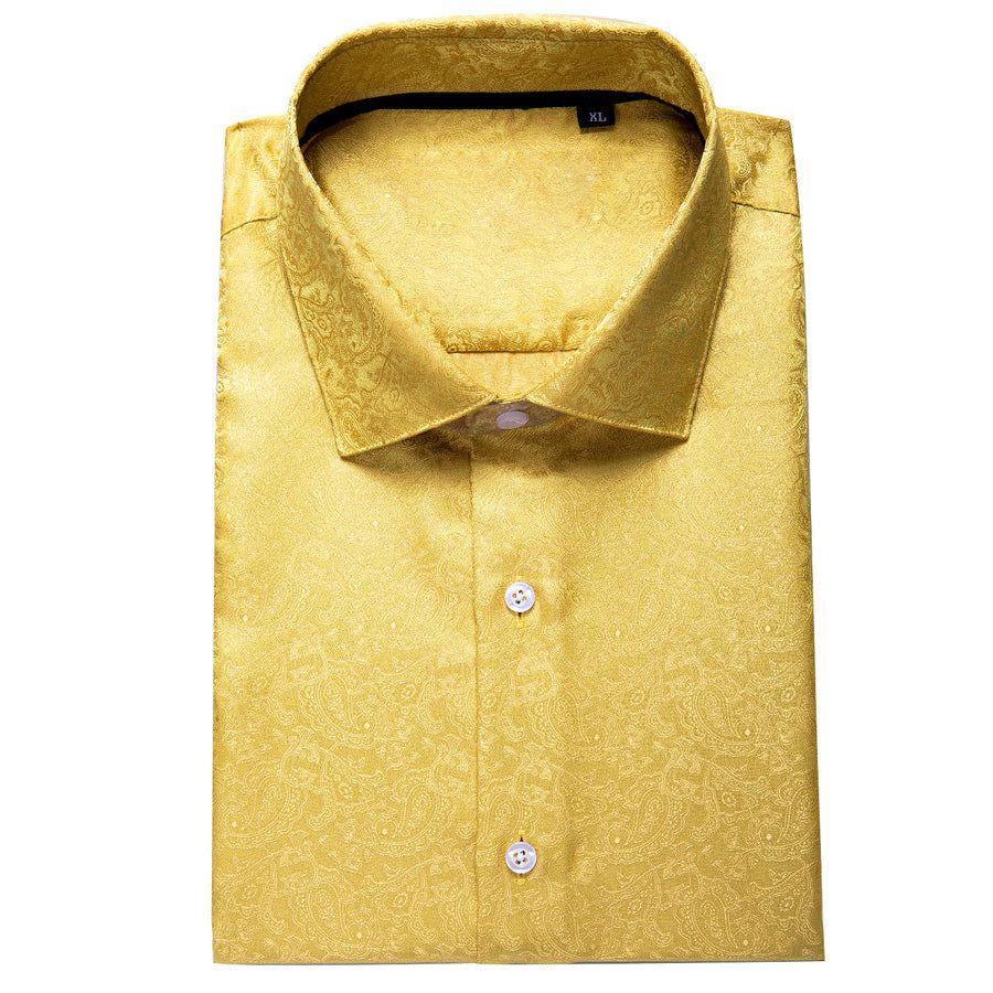 Golden Paisley Silk Dress Shirt shirt    - Sophisticated Gentlemen