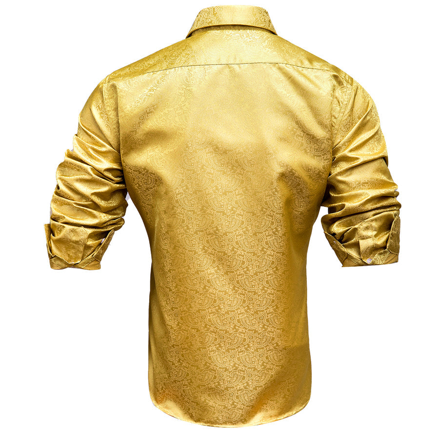 Golden Paisley Silk Dress Shirt shirt    - Sophisticated Gentlemen