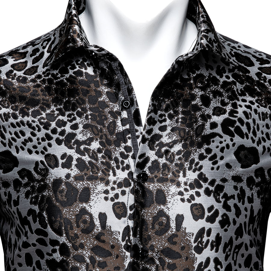 Black Gray Novelty Dress Shirt shirt    - Sophisticated Gentlemen