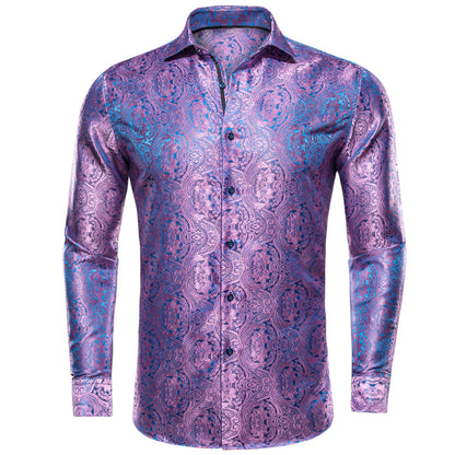 Pink and Blue Paisley Dress Shirt shirt S   - Sophisticated Gentlemen