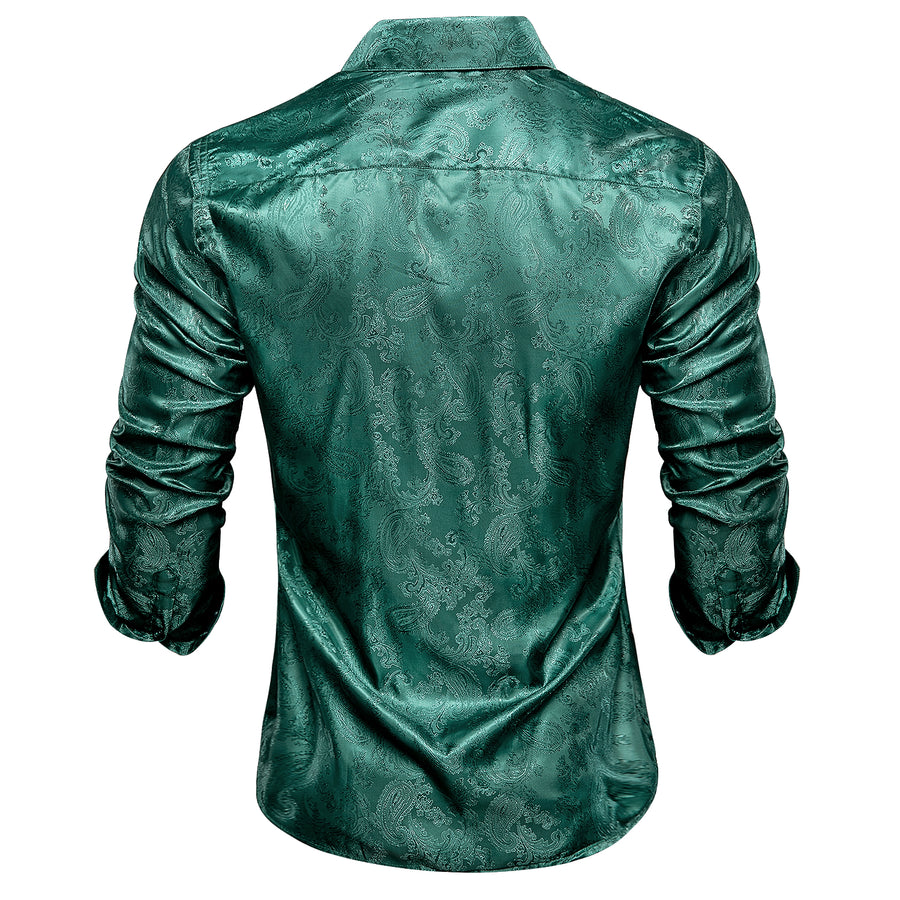 Emerald Green Paisley Silk Dress Shirt shirt    - Sophisticated Gentlemen