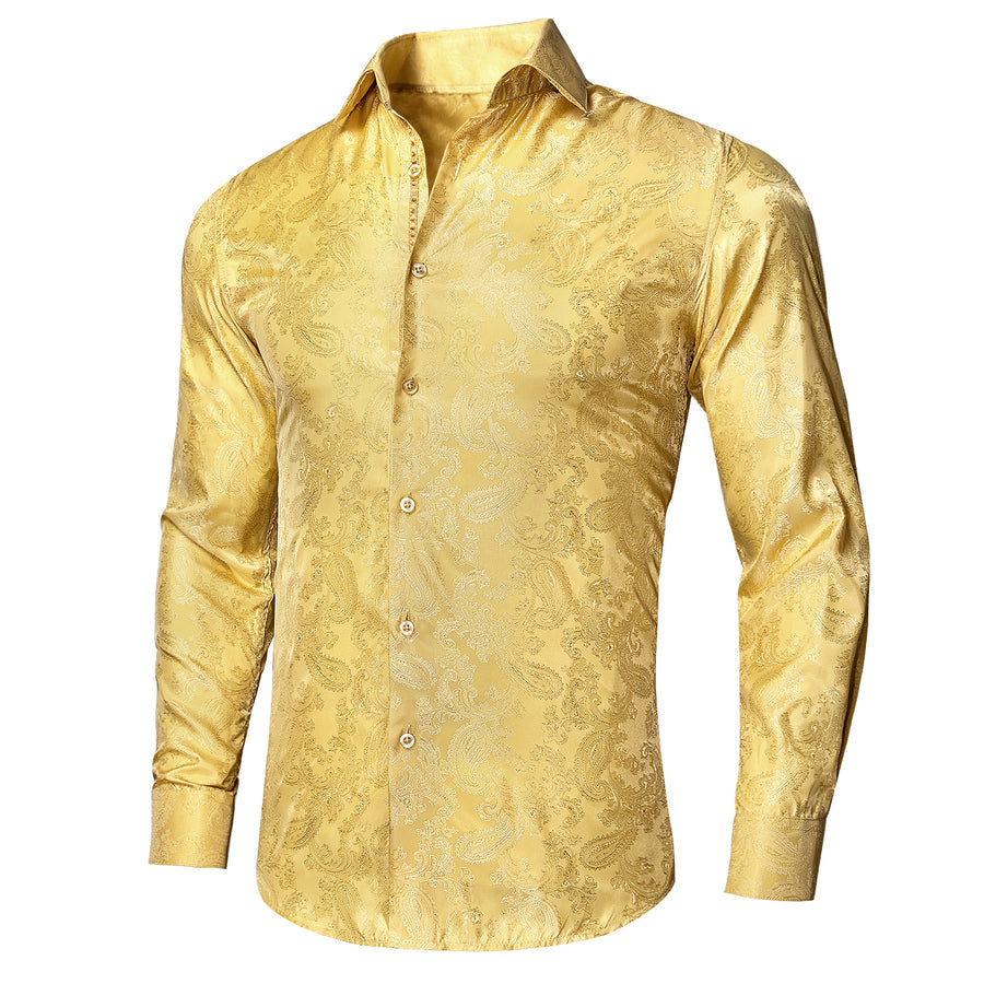 Yellow Goose Paisley Silk Dress Shirt shirt    - Sophisticated Gentlemen