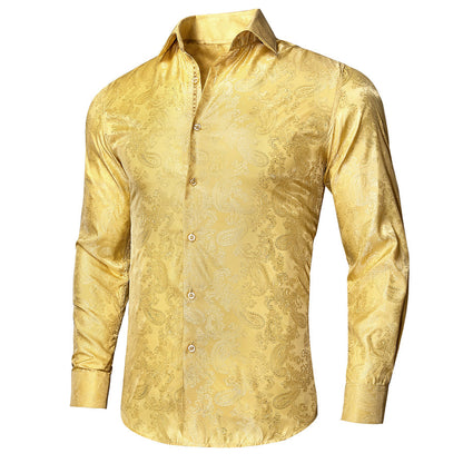 Yellow Goose Paisley Silk Dress Shirt shirt    - Sophisticated Gentlemen