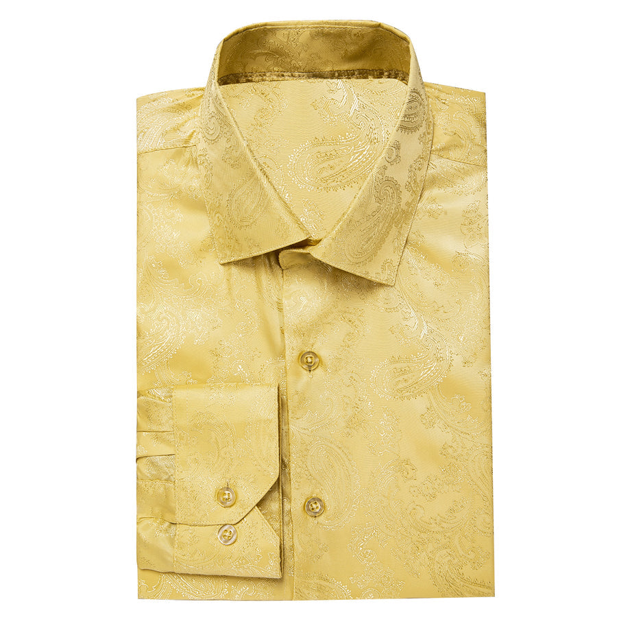 Yellow Goose Paisley Silk Dress Shirt shirt    - Sophisticated Gentlemen