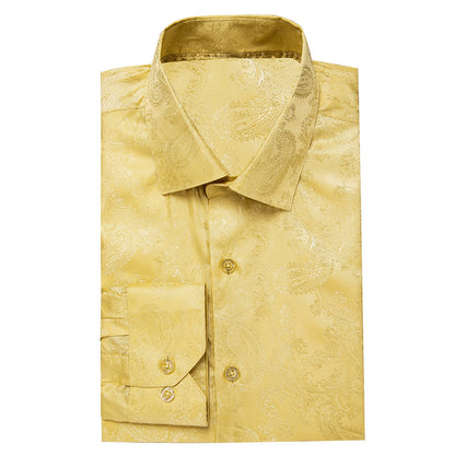 Yellow Goose Paisley Silk Dress Shirt shirt    - Sophisticated Gentlemen