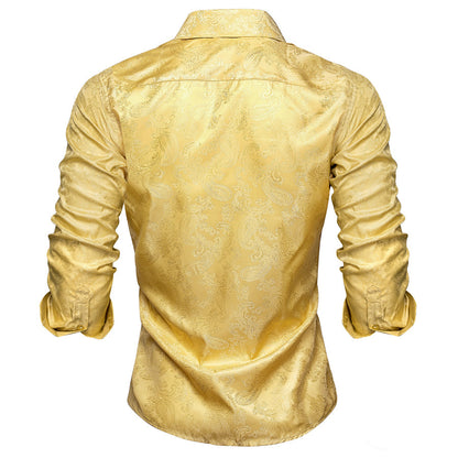 Yellow Goose Paisley Silk Dress Shirt shirt    - Sophisticated Gentlemen