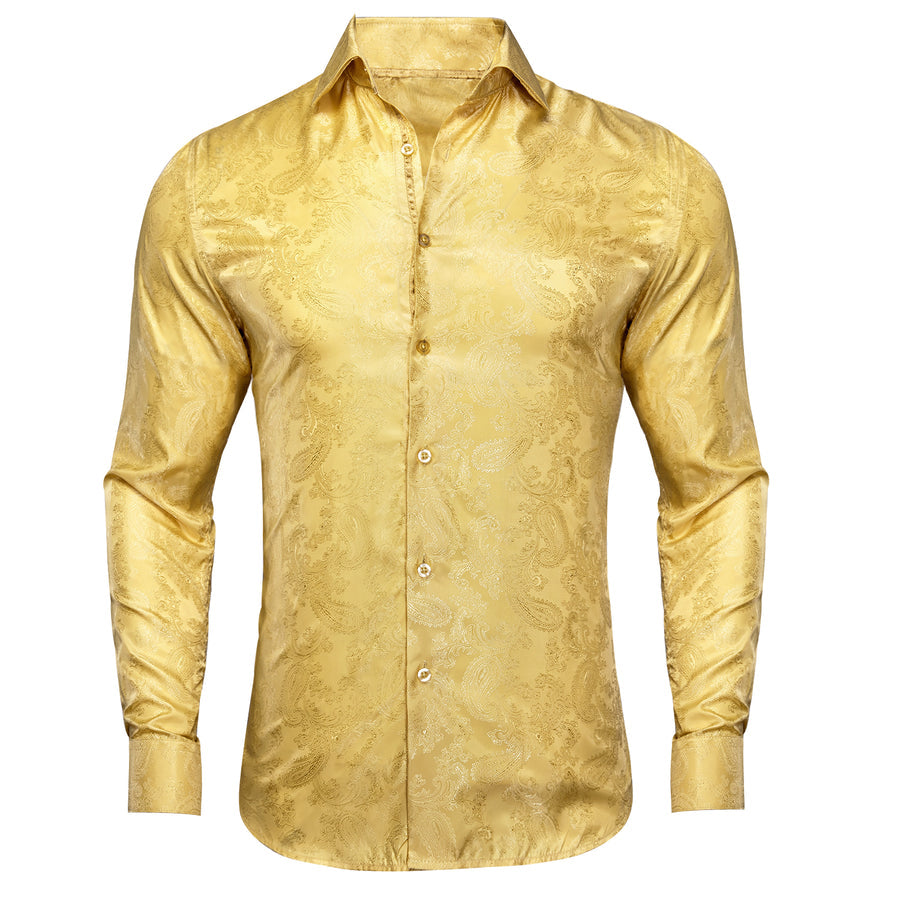 Yellow Goose Paisley Silk Dress Shirt shirt S   - Sophisticated Gentlemen