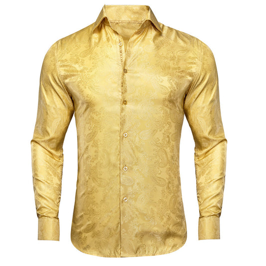 Yellow Goose Paisley Silk Dress Shirt shirt S   - Sophisticated Gentlemen