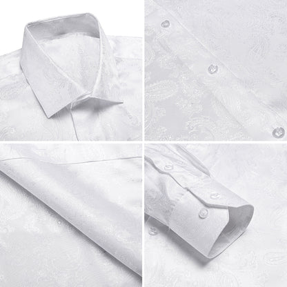 White Paisley Dress Shirt shirt    - Sophisticated Gentlemen