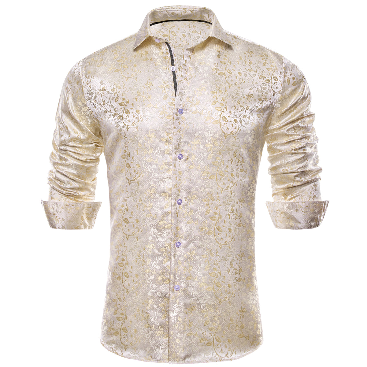 Champagne and White Floral Dress Shirt shirt    - Sophisticated Gentlemen