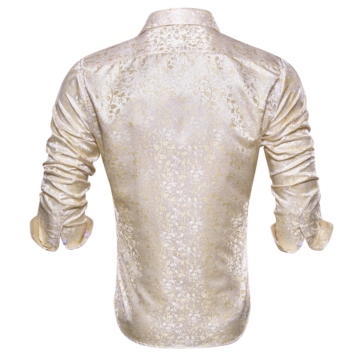 Champagne and White Floral Dress Shirt shirt    - Sophisticated Gentlemen