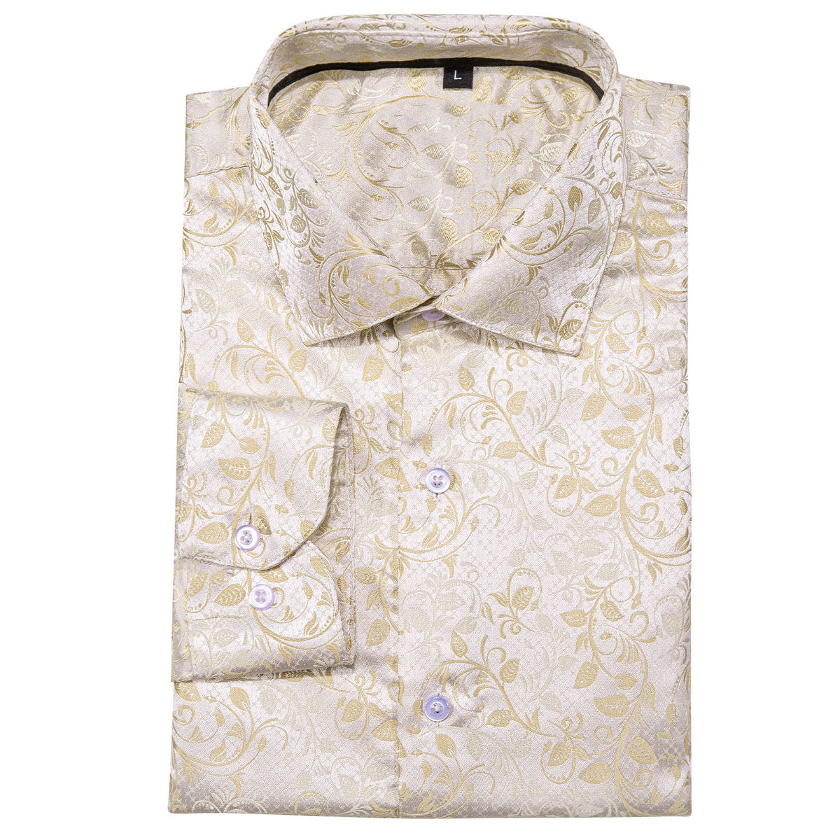Champagne and White Floral Dress Shirt shirt    - Sophisticated Gentlemen