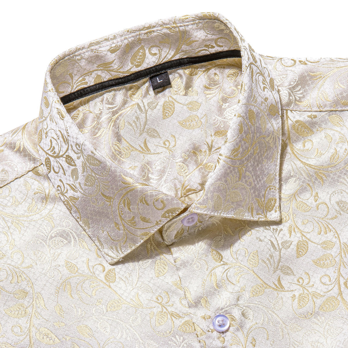 Champagne and White Floral Dress Shirt shirt    - Sophisticated Gentlemen