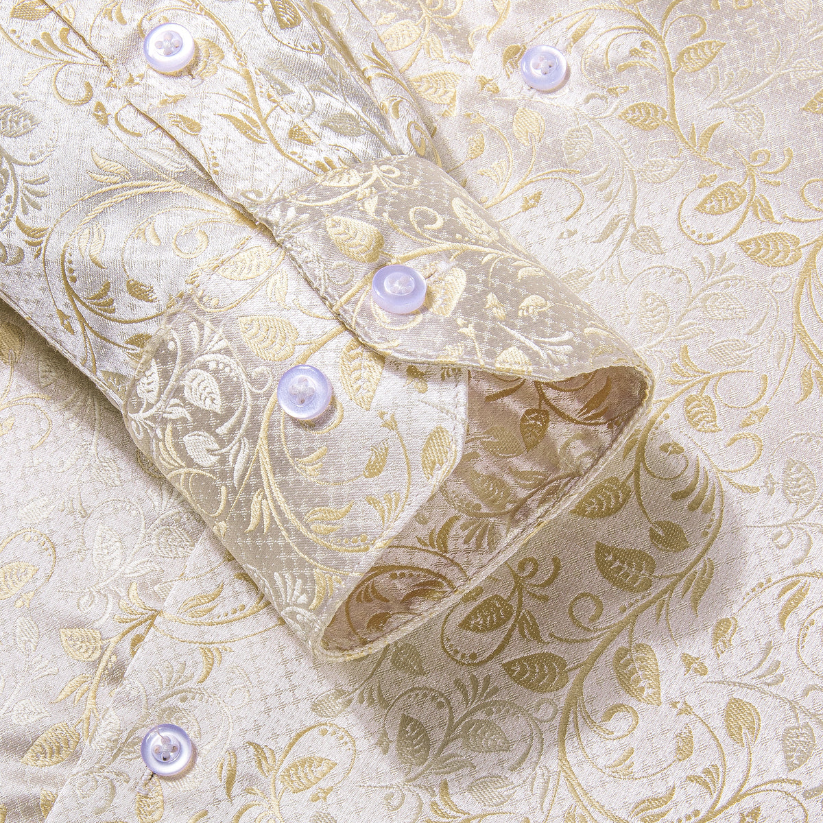 Champagne and White Floral Dress Shirt shirt    - Sophisticated Gentlemen