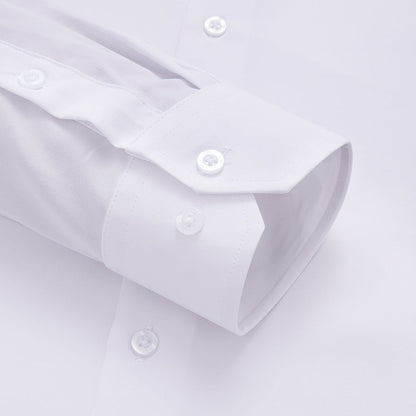 Pure White Solid Cotton Fabric Men's Dress Shirt shirt    - Sophisticated Gentlemen