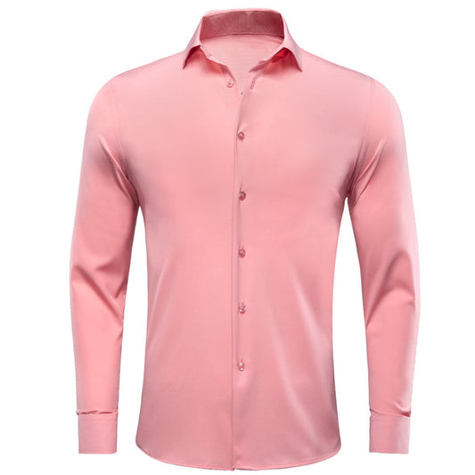 Light Pink Solid Cotton Stretchy Fabric Dress Shirt shirt S   - Sophisticated Gentlemen