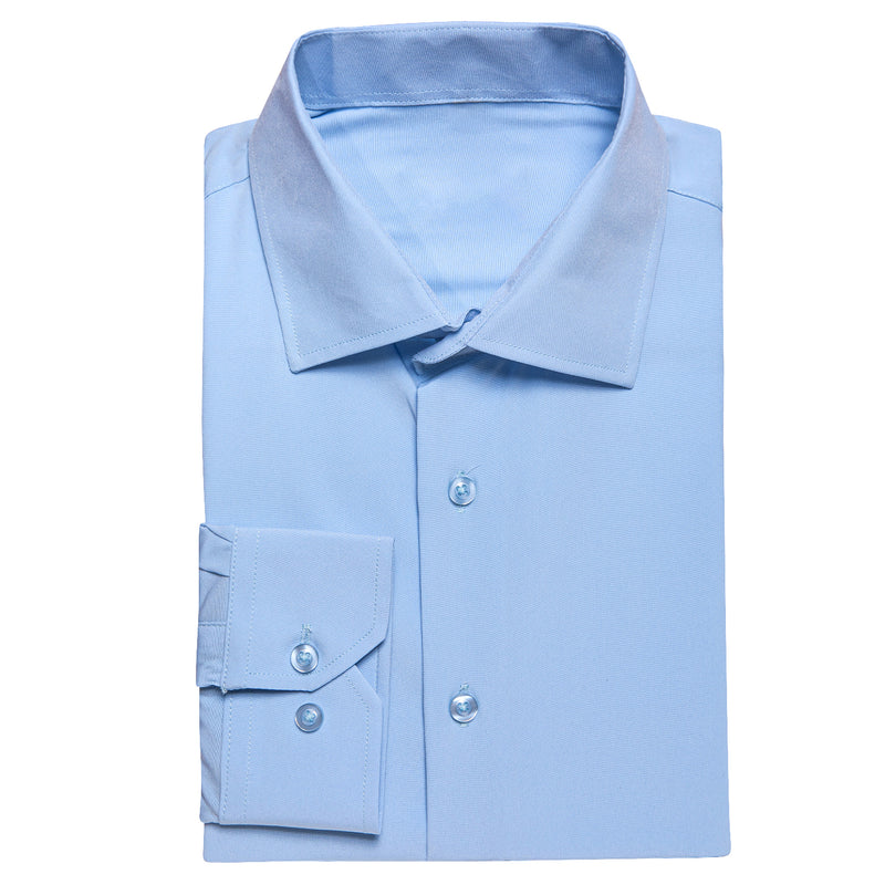 Light Blue Solid Cotton Stretchy Fabric Dress Shirt shirt    - Sophisticated Gentlemen