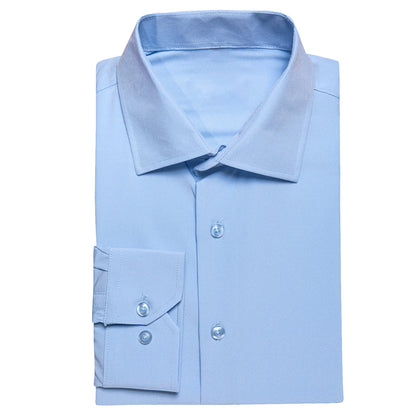 Light Blue Solid Cotton Stretchy Fabric Dress Shirt shirt    - Sophisticated Gentlemen