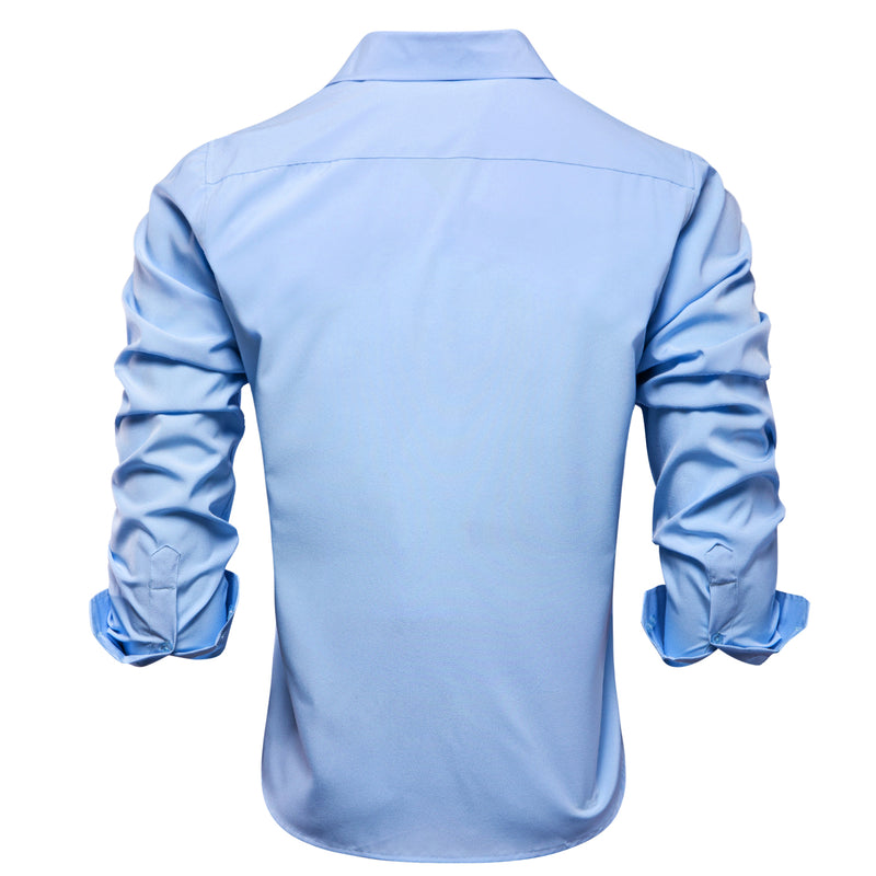 Light Blue Solid Cotton Stretchy Fabric Dress Shirt shirt    - Sophisticated Gentlemen