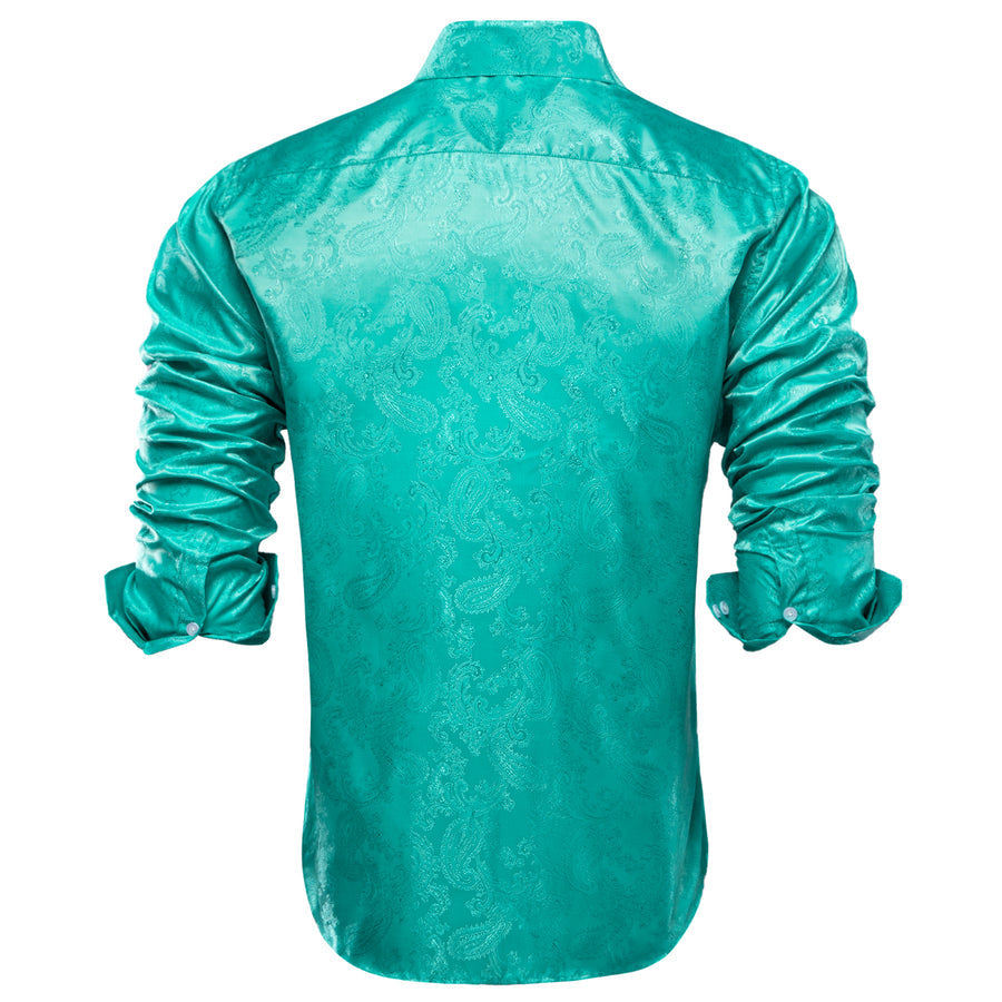 Turquoise Paisley Silk Dress Shirt shirt    - Sophisticated Gentlemen