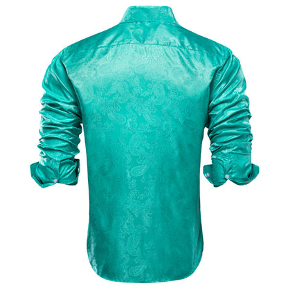 Turquoise Paisley Silk Dress Shirt shirt    - Sophisticated Gentlemen