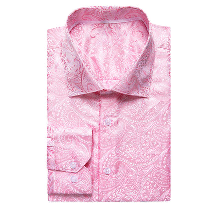 Baby Pink Paisley Silk Dress Shirt shirt    - Sophisticated Gentlemen
