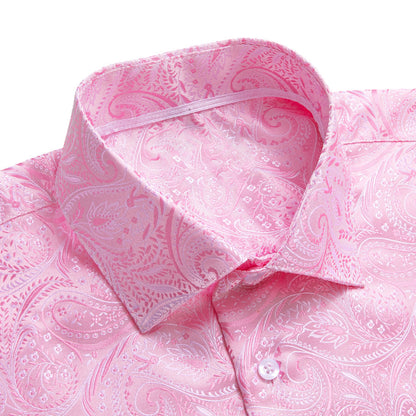 Baby Pink Paisley Silk Dress Shirt shirt    - Sophisticated Gentlemen