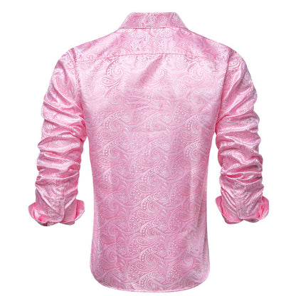 Baby Pink Paisley Silk Dress Shirt shirt    - Sophisticated Gentlemen