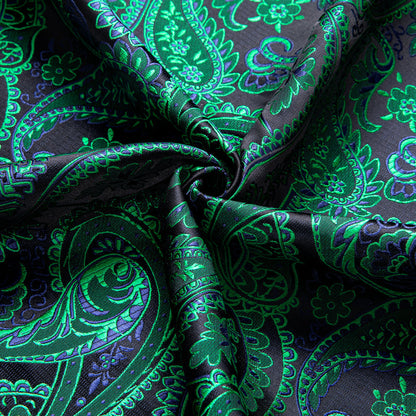 Green Black Paisley Silk Dress Shirt shirt    - Sophisticated Gentlemen