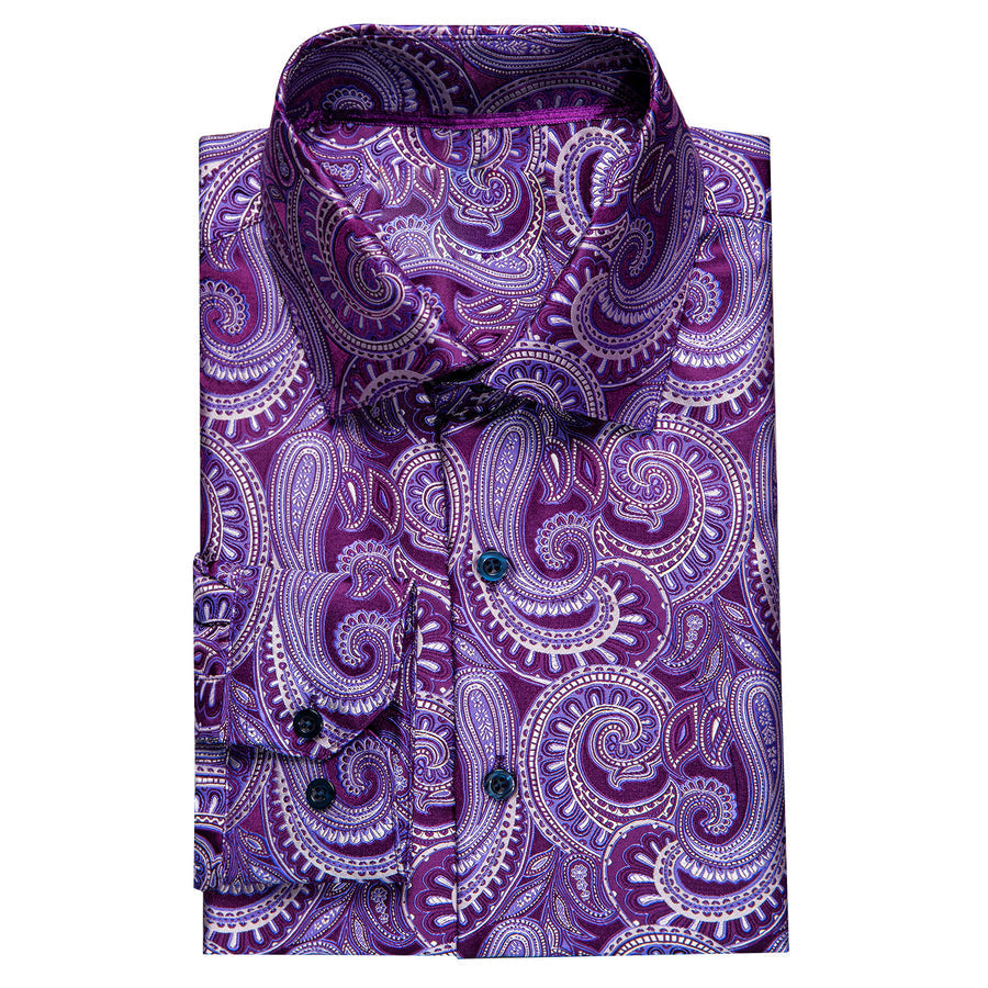 Light Purple Paisley Silk Dress Shirt shirt    - Sophisticated Gentlemen