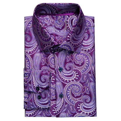 Light Purple Paisley Silk Dress Shirt shirt    - Sophisticated Gentlemen