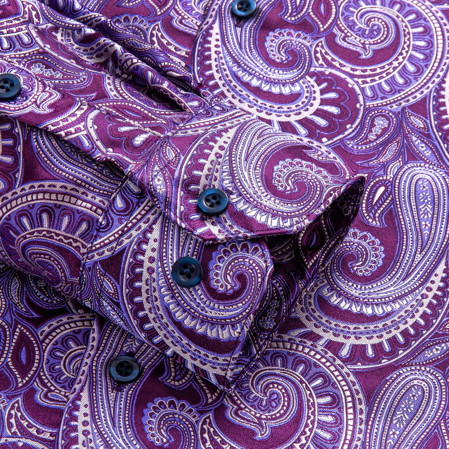 Light Purple Paisley Silk Dress Shirt shirt    - Sophisticated Gentlemen