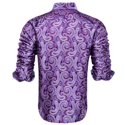 Light Purple Paisley Silk Dress Shirt shirt    - Sophisticated Gentlemen