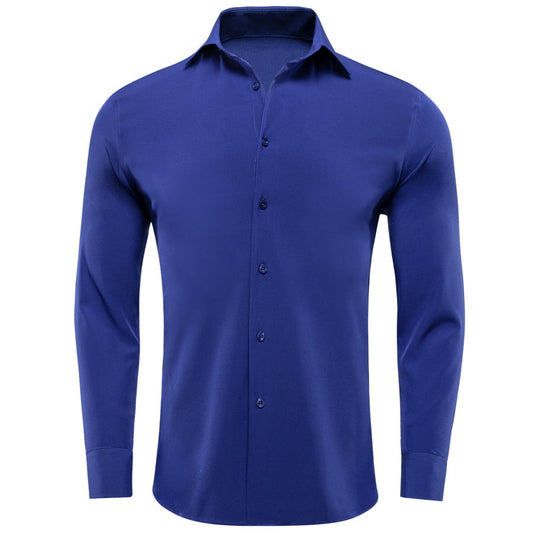 Royal Blue Solid Dress Shirt shirt S   - Sophisticated Gentlemen