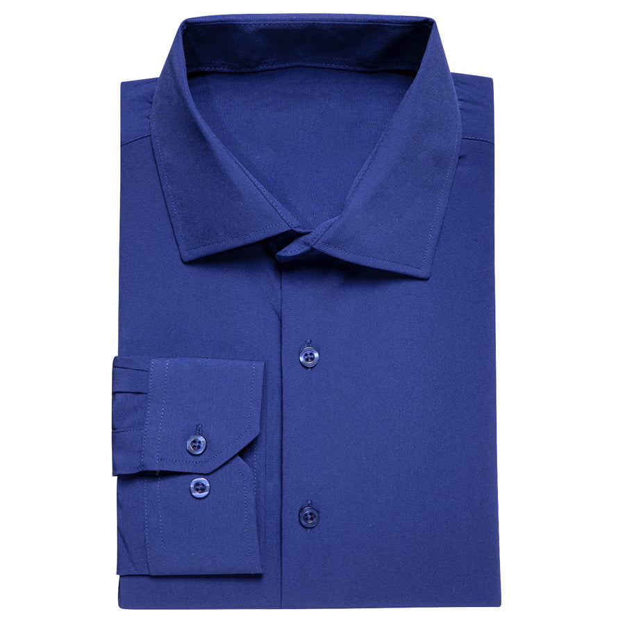 Royal Blue Solid Dress Shirt shirt    - Sophisticated Gentlemen