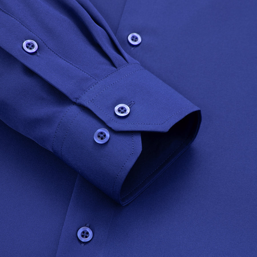 Royal Blue Solid Dress Shirt shirt    - Sophisticated Gentlemen