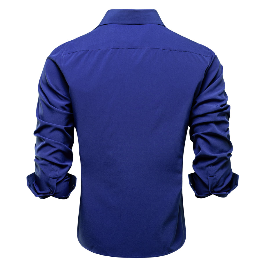 Royal Blue Solid Dress Shirt shirt    - Sophisticated Gentlemen