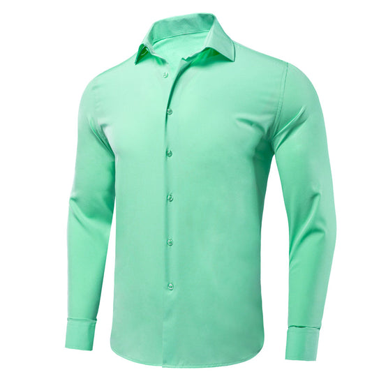 Mint Green Solid Dress Shirt shirt S   - Sophisticated Gentlemen