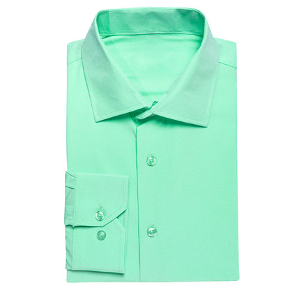 Mint Green Solid Dress Shirt shirt    - Sophisticated Gentlemen