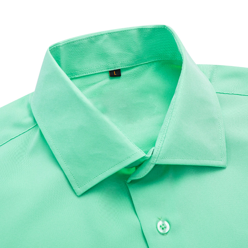 Mint Green Solid Dress Shirt shirt    - Sophisticated Gentlemen