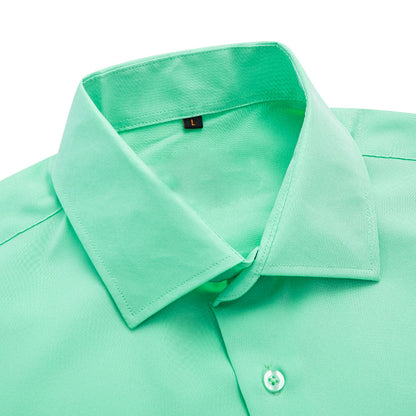 Mint Green Solid Dress Shirt shirt    - Sophisticated Gentlemen