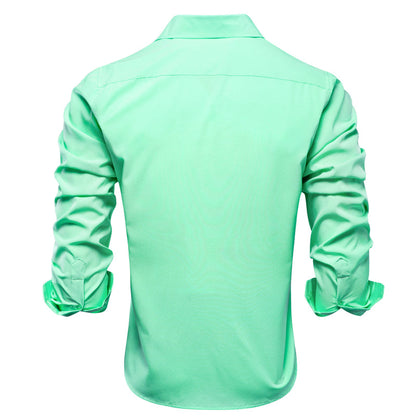 Mint Green Solid Dress Shirt shirt    - Sophisticated Gentlemen