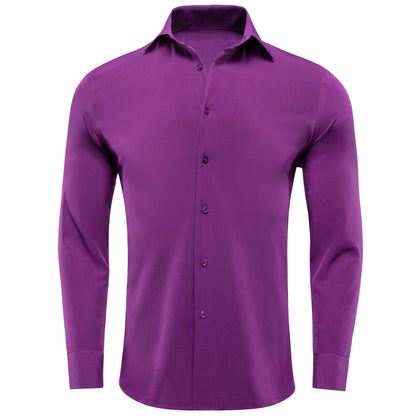 Purple Solid Dress Shirt shirt S   - Sophisticated Gentlemen